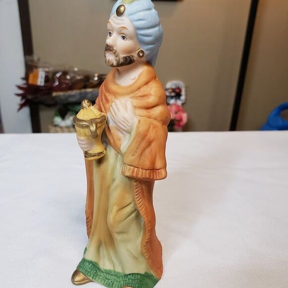 Vintage Frankel Hand Painted Porcelain Nativity Wise Man Figurine 6" Blue Eyes - Picture 3 of 6